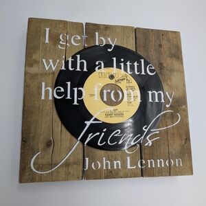 John Lennon Wall Art on Rustic Brown Vinyl Record